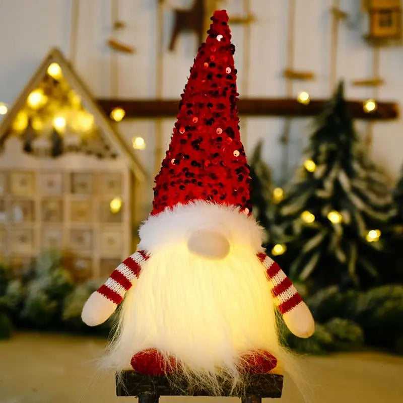 Glowing Christmas Faceless Doll LED Luminous Plush Gnomes Doll Xmas Tree Pendant Dwarf Plush Ornaments Home Party Decorations - ReesENT