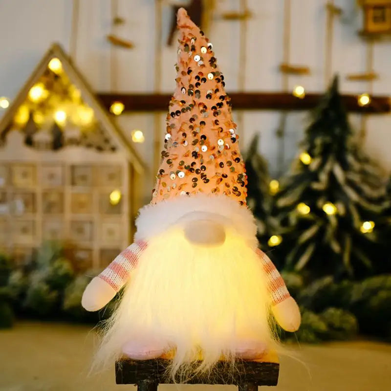 Glowing Christmas Faceless Doll LED Luminous Plush Gnomes Doll Xmas Tree Pendant Dwarf Plush Ornaments Home Party Decorations - ReesENT