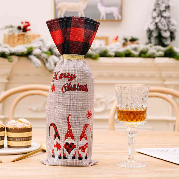 2-Piece Christmas Plaid Wine Bottle Covers - Reesent
