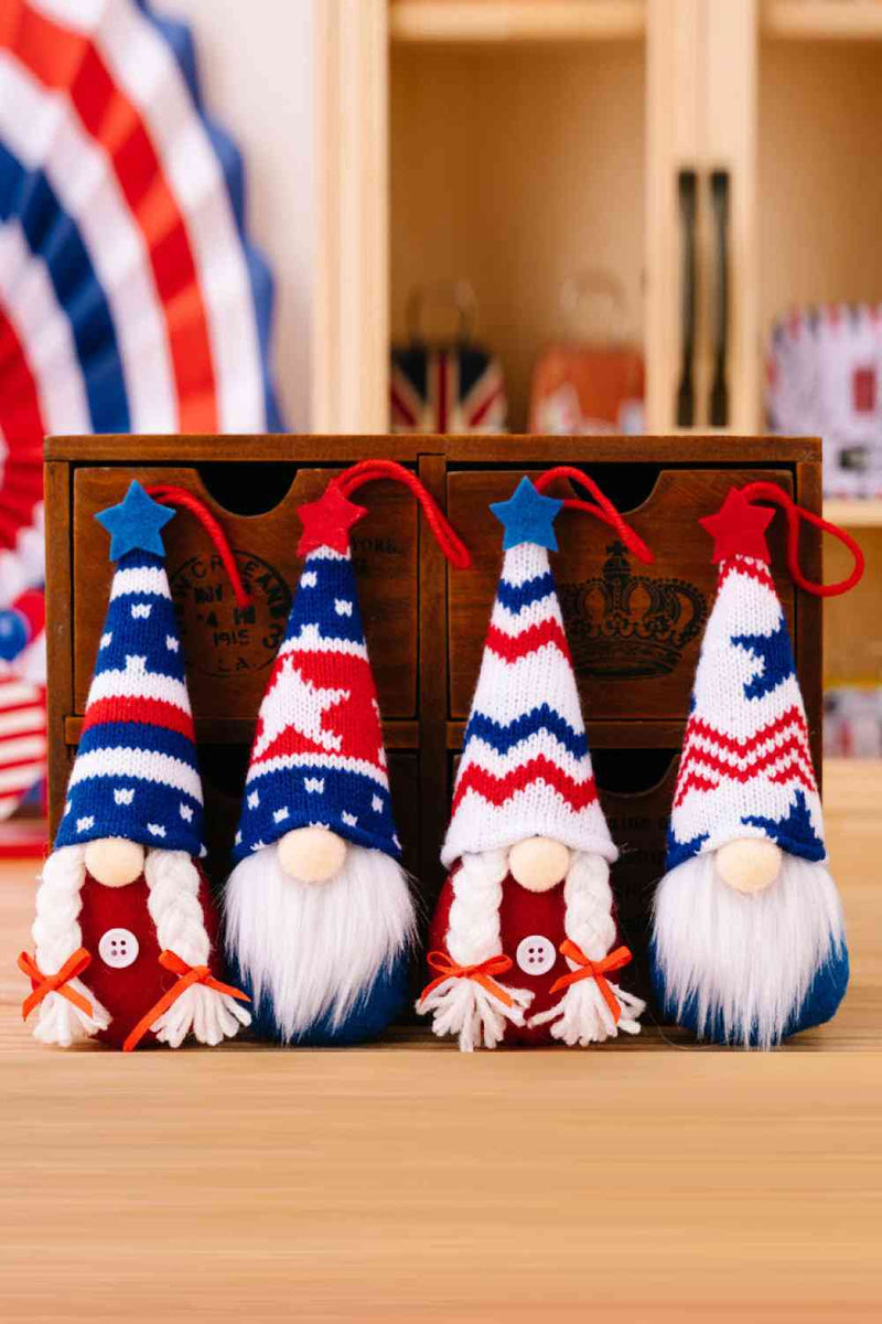 4-Piece Independence Day Knit Hanging Gnomes - ReesENT