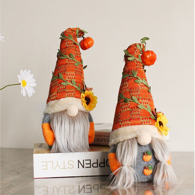 Gnomes Fall Gnome Pumpkin Sunflower Nisse Tomte Elf Dwarf Christmas Decoration Faceless Doll Valentines Day Home Ornaments Thanksgiving - ReesENT