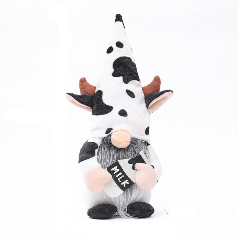 Gnome Cow Pattern Dwarf Decoration Faceless Vivid Fabric Gnome Doll Harvest Festival Decor Window Christmas Ornaments Charm - ReesENT