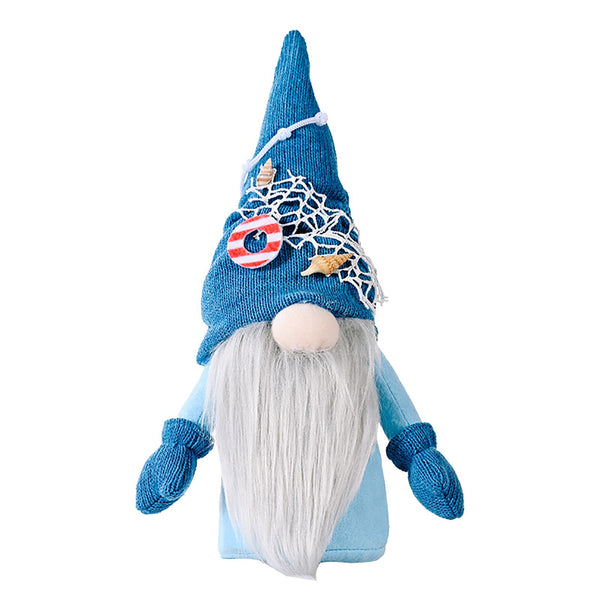 Gnome Ocean Festival Gnome Faceless Doll Kawaii Room Decor Deep Blue Nautical Gnome Decor Figurines Toys For Kids Valentines Day - ReesENT