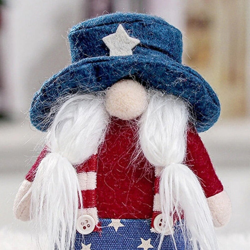 Gnome 4th of July  Decoration Patriotic Scandinavian Nisse  Dwarf Dolls With Hat for Independence Day Decorations - ReesENT