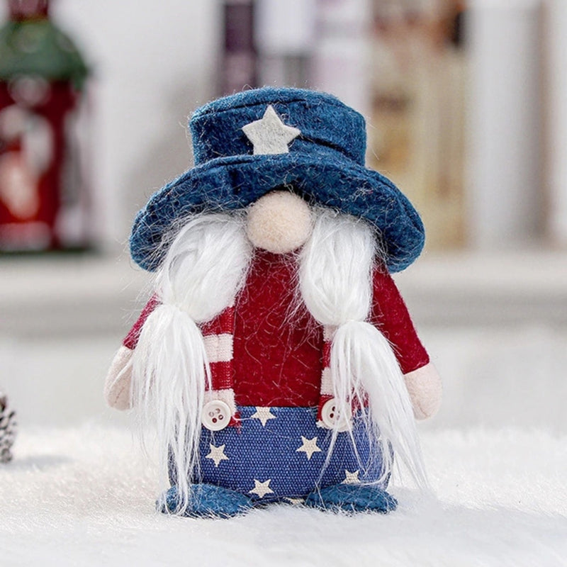 Gnome 4th of July  Decoration Patriotic Scandinavian Nisse  Dwarf Dolls With Hat for Independence Day Decorations - ReesENT