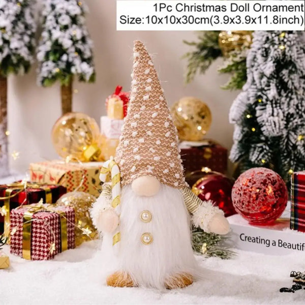 Glowing Christmas Faceless Doll LED Luminous Plush Gnomes Doll Xmas Tree Pendant Dwarf Plush Ornaments Home Party Decorations - ReesENT