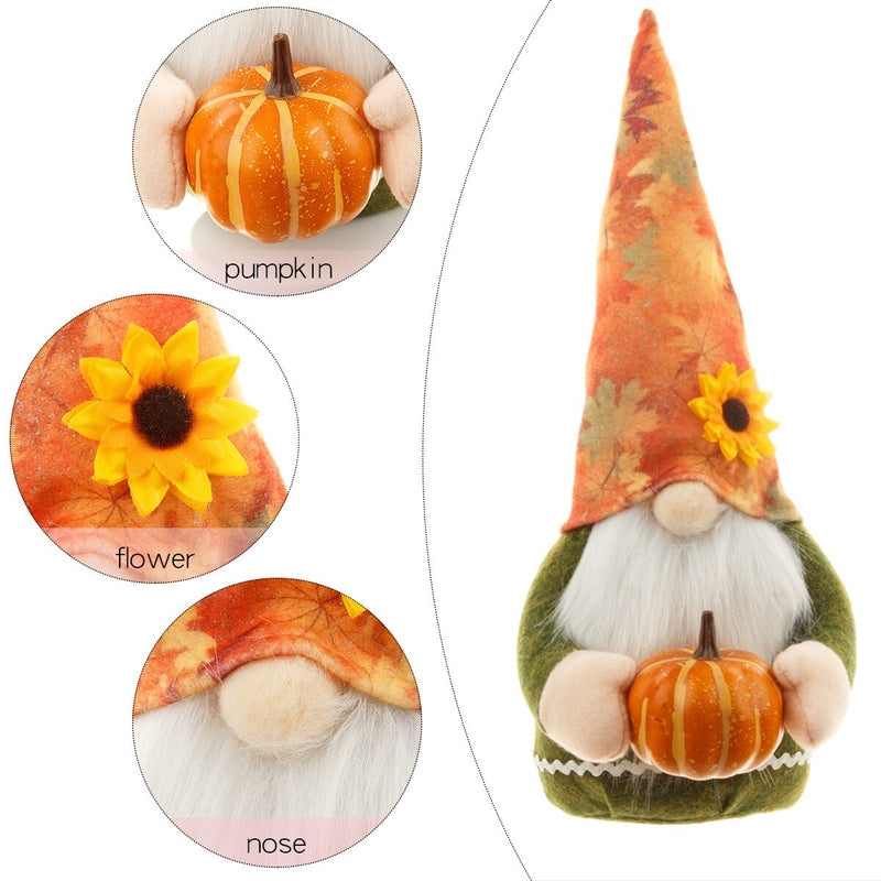 Gnomes Autumn Decorations Plush Elf Dwarfs Dolls Halloween Gnome Dolls Pumpkin Sunflower Xmas Gifts Thanksgiving Decorations kids Toys - ReesENT