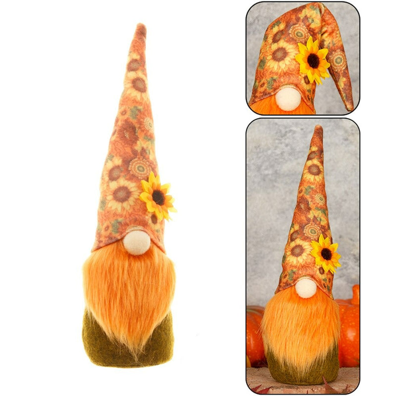 Gnomes Autumn Decorations Plush Elf Dwarfs Dolls Halloween Gnome Dolls Pumpkin Sunflower Xmas Gifts Thanksgiving Decorations kids Toys - ReesENT