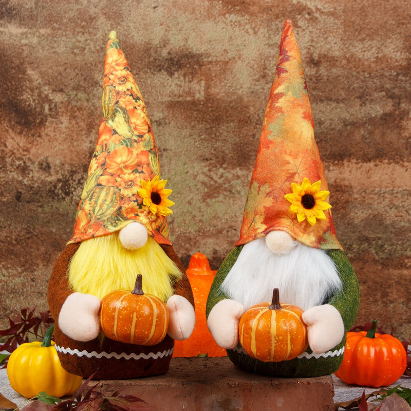 Gnomes Autumn Decorations Plush Elf Dwarfs Dolls Halloween Gnome Dolls Pumpkin Sunflower Xmas Gifts Thanksgiving Decorations kids Toys - ReesENT