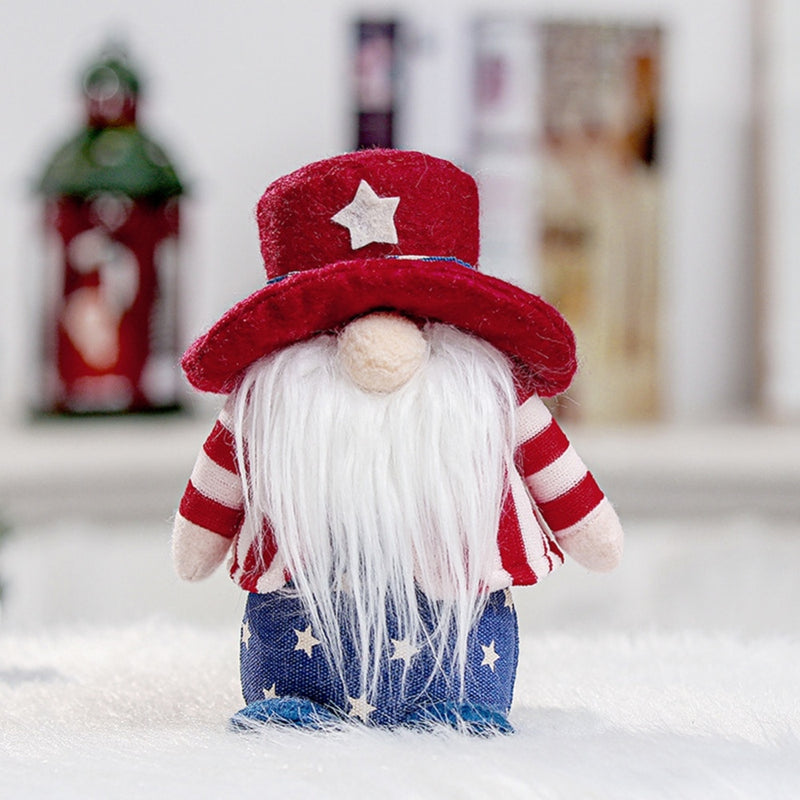 Gnome 4th of July  Decoration Patriotic Scandinavian Nisse  Dwarf Dolls With Hat for Independence Day Decorations - ReesENT