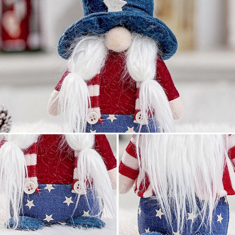 Gnome 4th of July  Decoration Patriotic Scandinavian Nisse  Dwarf Dolls With Hat for Independence Day Decorations - ReesENT