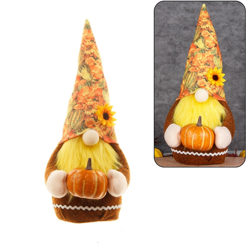 Gnomes Autumn Decorations Plush Elf Dwarfs Dolls Halloween Gnome Dolls Pumpkin Sunflower Xmas Gifts Thanksgiving Decorations kids Toys - ReesENT