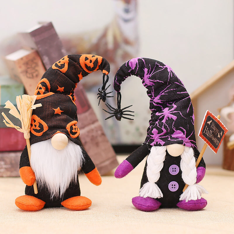 Gnome Happy Halloween Pumpkin Faceless Ornaments Doll DIY Halloween Decoration for Home Kids Gift Halloween Party Decor Props - ReesENT