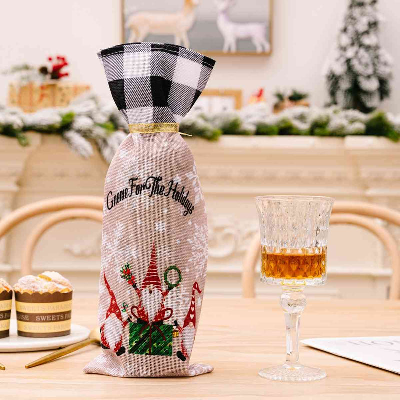 2-Piece Christmas Plaid Wine Bottle Covers - Reesent