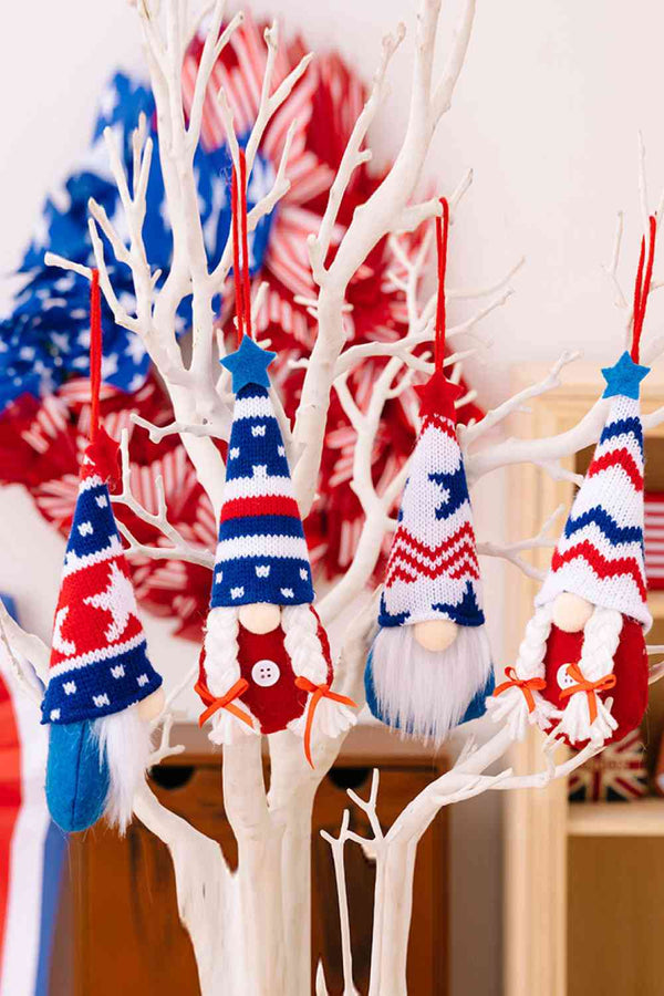 4-Piece Independence Day Knit Hanging Gnomes - ReesENT
